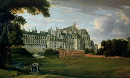 Infanta Isabella Clara Eugenia (1556-1663) spaziert im Garten des Palastes in Brüssel